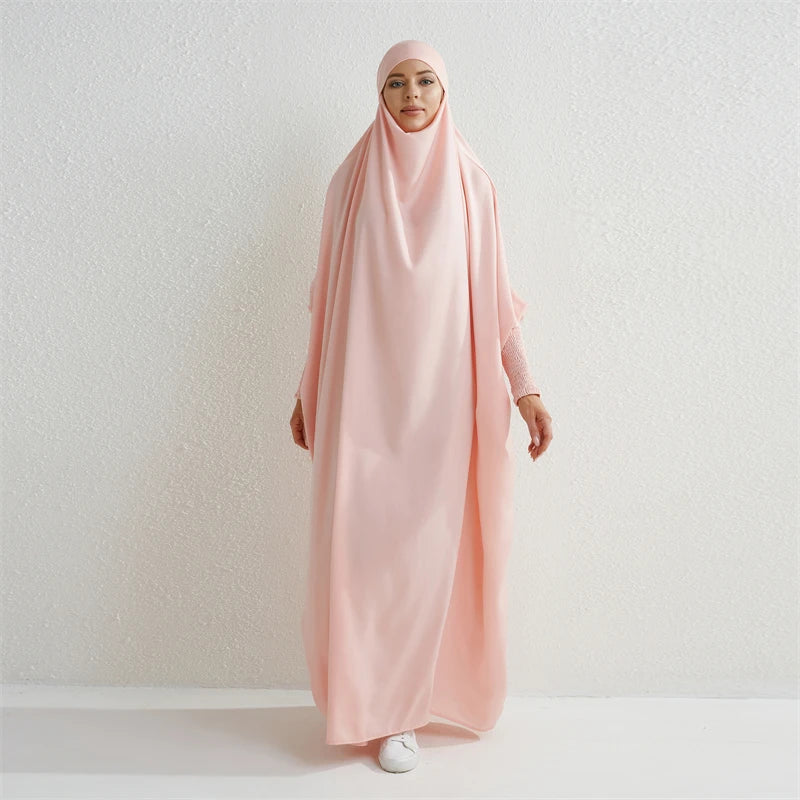 Muslimische Abaya mit Kapuze, Smockärmel, einteiliges Gebetskleid, Damen, Jilbab, islamische Kleidung, Dubai, Saudi-Arabien, schwarze Robe, türkische Bescheidenheit.
