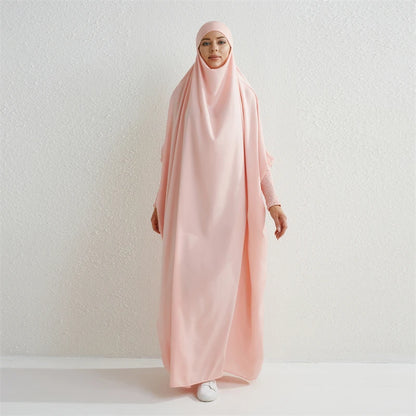 Muslimische Abaya mit Kapuze, Smockärmel, einteiliges Gebetskleid, Damen, Jilbab, islamische Kleidung, Dubai, Saudi-Arabien, schwarze Robe, türkische Bescheidenheit.
