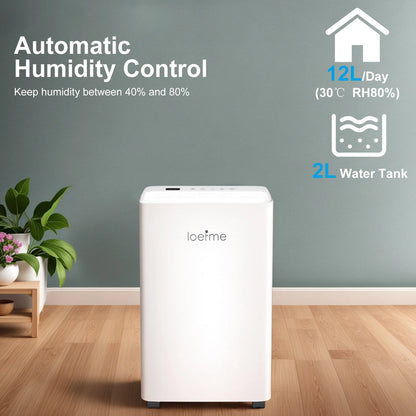 Electric 12L/Day Compressor Dehumidifier Air Purifier with Humidistat 24H Timer LCD Display Portable with Wheels for Home Damp.