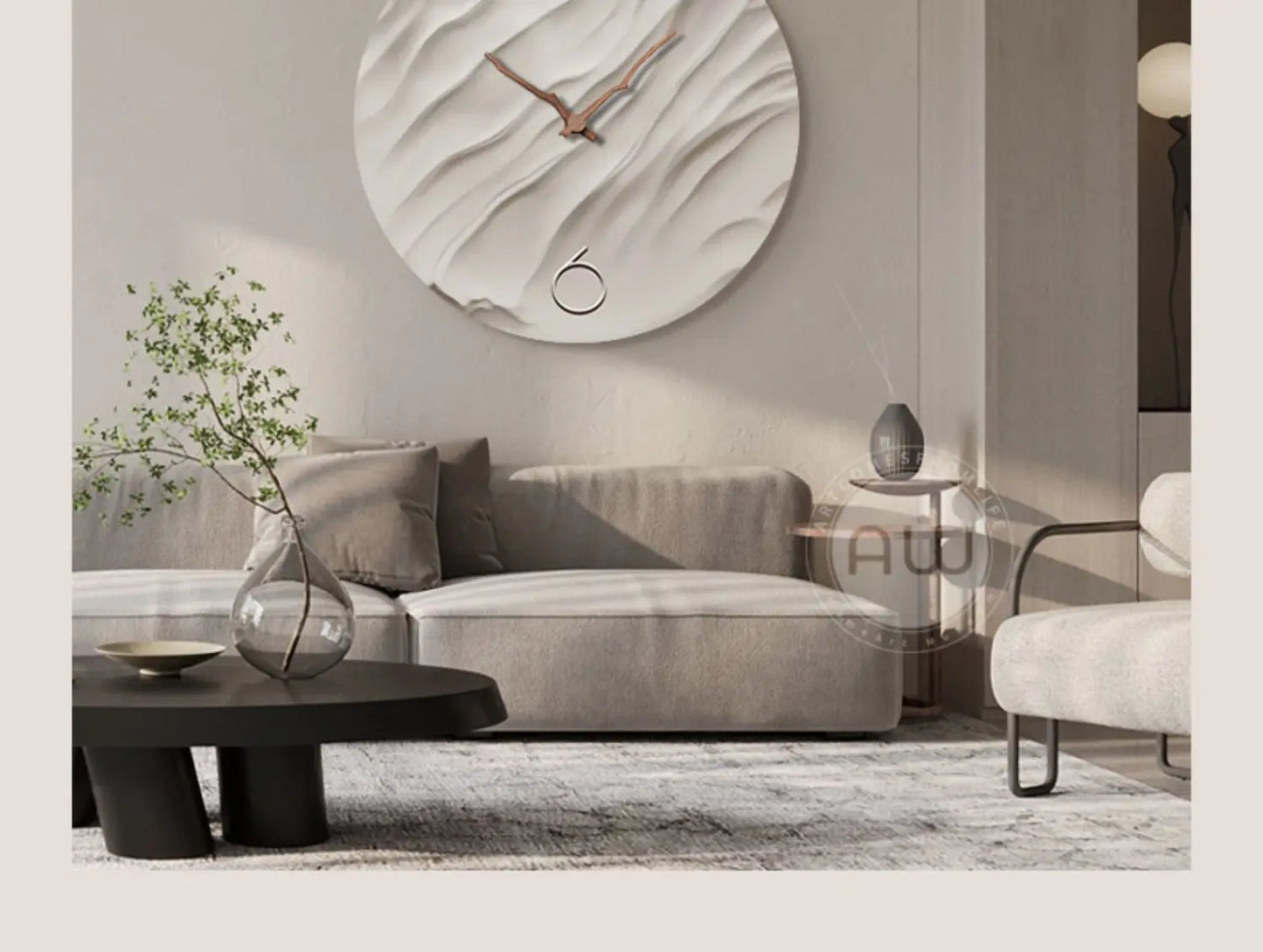 Stumme Wanduhren für Wohnzimmer, moderne runde Uhr, simulierte Stummuhr, fortschrittliches Licht, luxuriös, dekorativ, Wohnzimmer