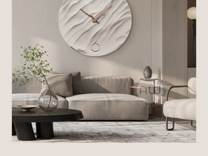Stumme Wanduhren für Wohnzimmer, moderne runde Uhr, simulierte Stummuhr, fortschrittliches Licht, luxuriös, dekorativ, Wohnzimmer