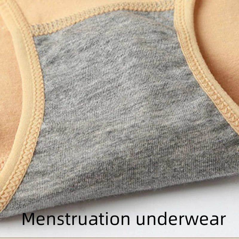 3 Pcs Women's Cotton Briefs Menstruation Underwear Leak Proof Sanitary  With Menstrual Bamboo Fancy Low Waist Slimming Panties.