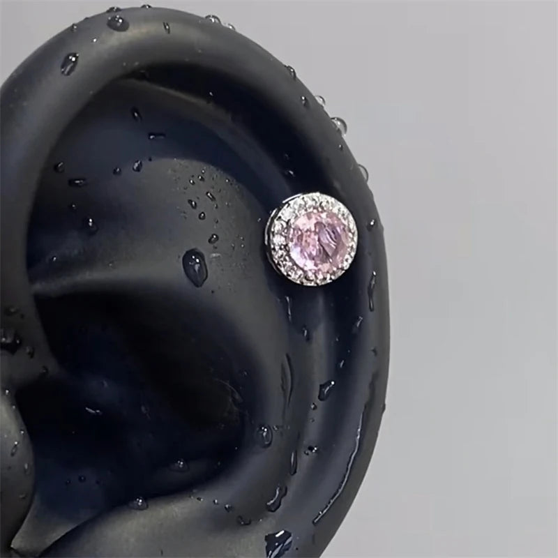 1pcs Quality Shiny Cross Zircon 316L Stainless Steel Ear Bone Nail Y2K Style Silver Color Earring for Women Cochlear Accessories.