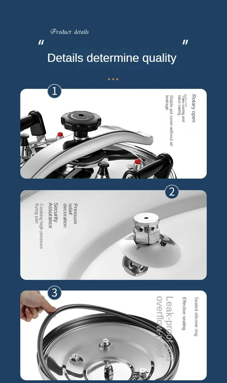 Extra Large Pressure Cooker Thick Commercial Stainless Steel Pressure Cooker Kitchen Electric Cookware Dining Bar Home Garden.