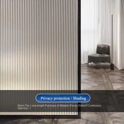 Reeded Glass Window Privacy Film Anti-peep Shading Glass Frosted Film Opaque UV Protection Static Stripe Decorative Window Film.