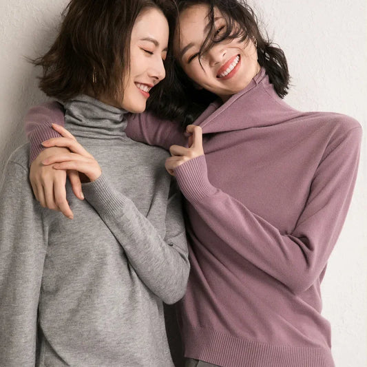 Herbst-Winter-Pullover mit Rollkragen, schmale Passform, Basic-Pullover, 2025, modische koreanische Strickoberteile, Bodenbildung, Damenpullover, Stretch-Pullover