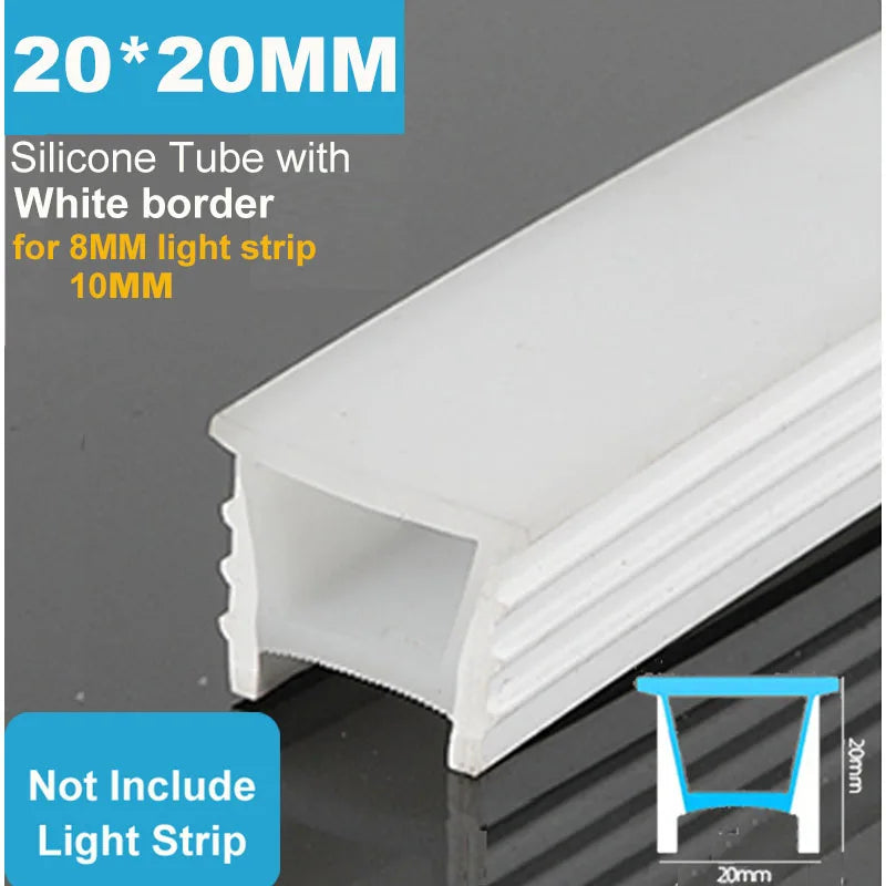 1-5M Recessed White Silicone Tube Border Led Neon Flexible Channel Holder Easy Install Waterproof Dustproof DIY Special-shaped.