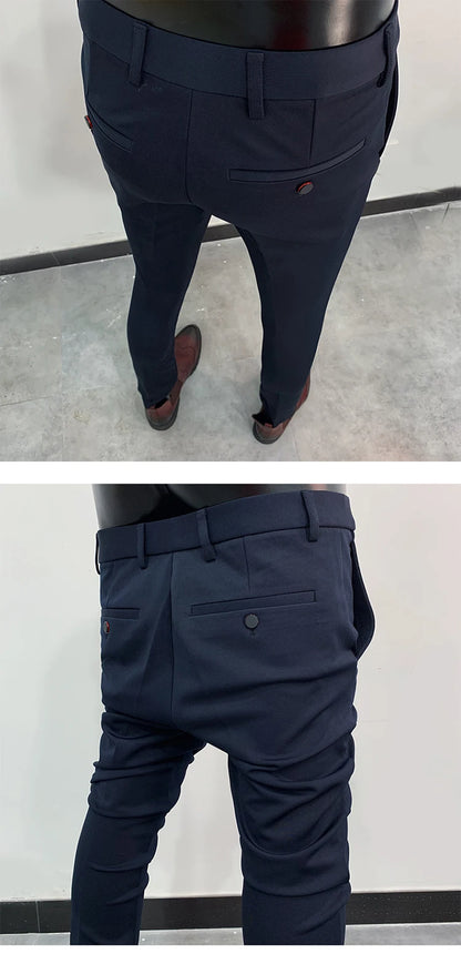 Men Suit Pants Dress Pantalone Hombre Stretch Slim Formal Trousers Calça Masculina Solid Color Casual Pants Fashion Men Clothing