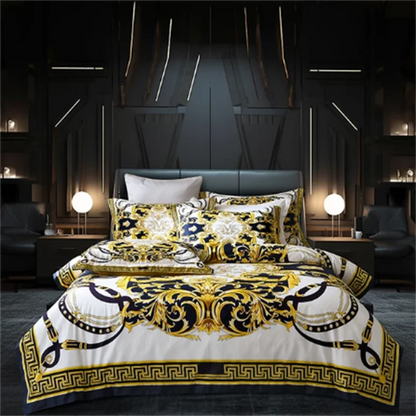 Luxury Baroque Style Bedding Set Digital Printing Queen King Size Duvet Cover Set Linen Pillowcases Home Textile.