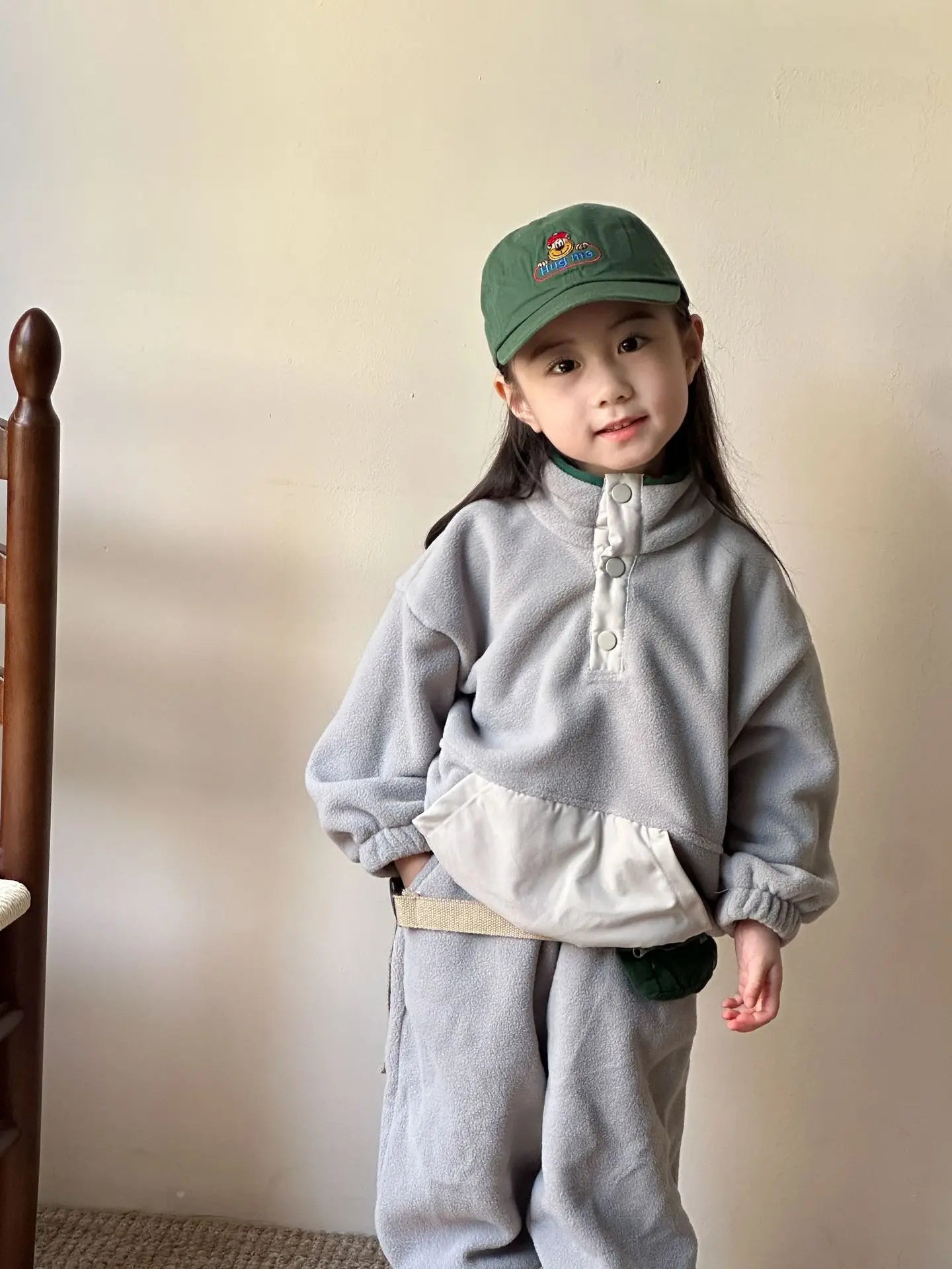 2025 Winter New Children Polar Fleece Sweatshirt Set Boys Girls Plus Velvet Thick Warm 2pcs Suit Kids Casual Sports Outfits