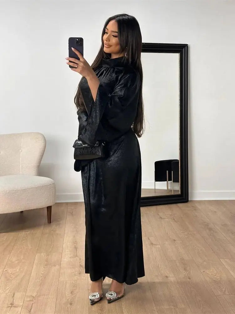 Shiny Satin Abaya Dubai Luxury 2025 Muslim Islam Abayas For Women Kaftan Dress Kebaya Caftan Marocain Femme Vestidos Musulmanes.