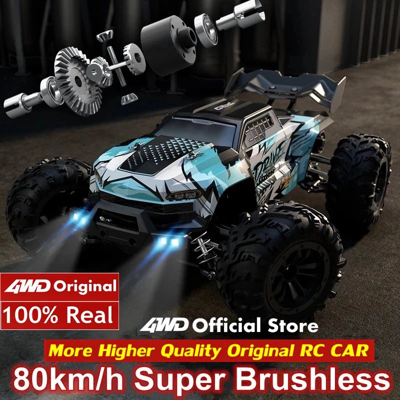 4WD 1:16 80KM/H Super Brushless 50KM/H Brushed RC Car 4x4 Off Road Remote Control High Speed Drift Racing Truck Toy Kids Adults.