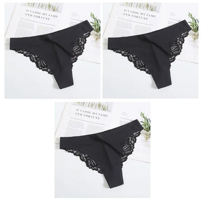 3PCS Women's Sexy Lingerie Panties Lace Plus Size Briefs Low Waist Underpants Intimates Seamless Briefs Silk Panty Women Tangas.