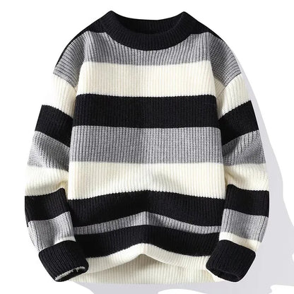 Men's Striped Sweater O-Neck Casual Knit Pullovers Fashion Long Sleeve Knitted Sweater Men Autumn Winter Warm Y2K Knitwear Tops.