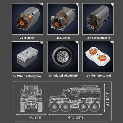 Mould King 13088 13089 Technical Car Toys The RC Avtoros Shaman 8x8 Building Block Assembly Car Brick Set Kids Christmas Gift.