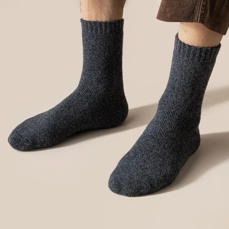 6 Pairs Winter Wool Socks Male Men's Socks Super Thicker Solid Socks Merino Plush Women's Socks Against Cold Snow Terry Socks.
