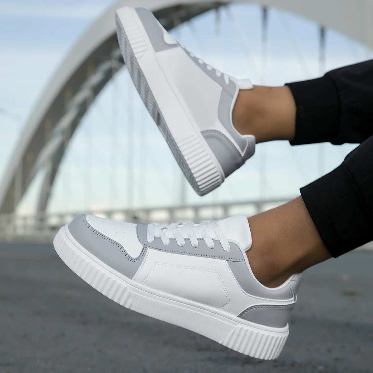 YRZL Womens Sneakers Autumn White Shoes Lightweight Thick Sole Non Slip Skatebaord Shoes Unisex Casual Sports Shoes for Man