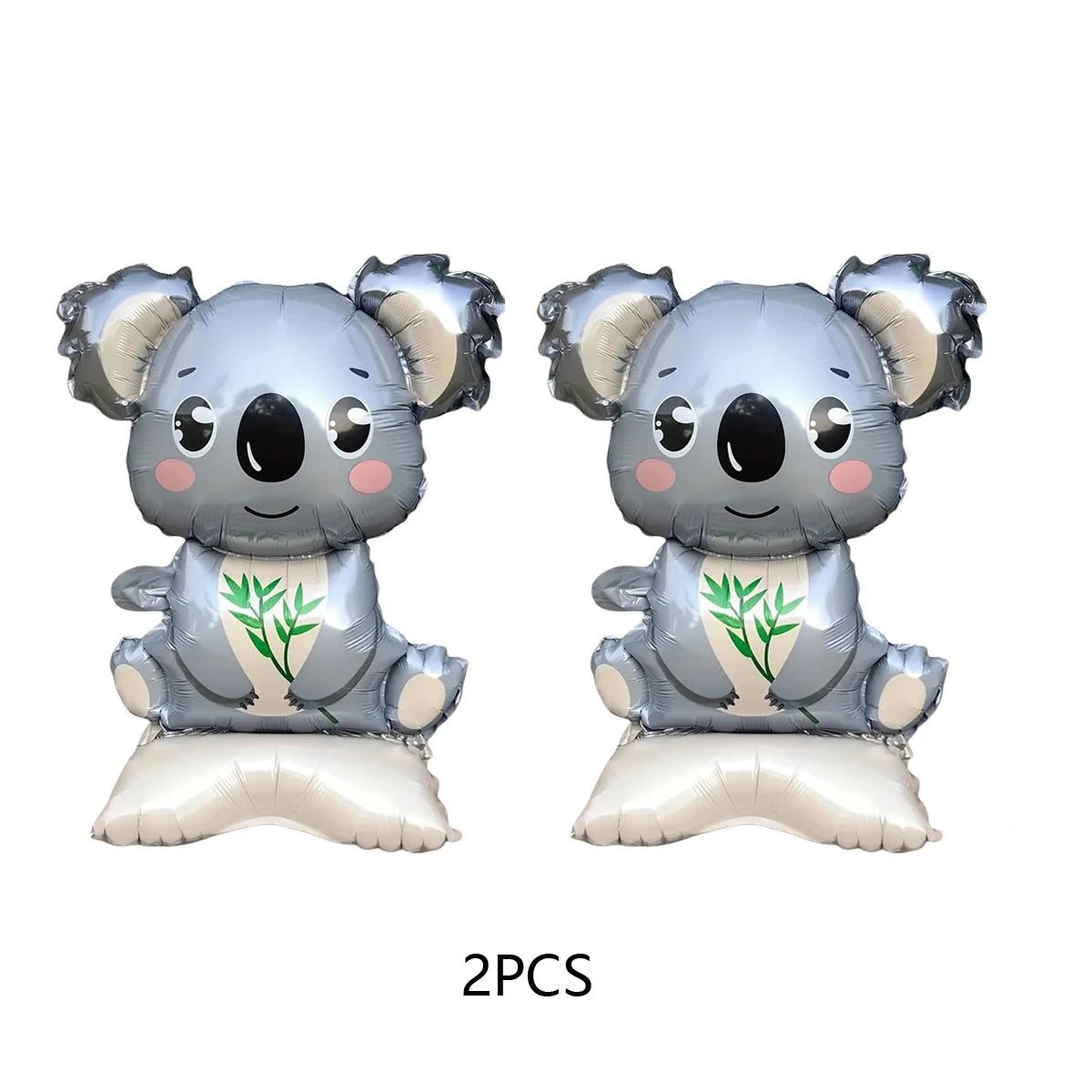 3/2 Stück Dschungel-Tier-Folienballons mit Ständer – Koala-Elefant-Fuchs für Geburtstag, Hochzeit, Karneval, Themendekorationen.