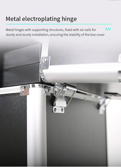 TravelRolling Makeup Train Case Large Capacity Cosmetic Trolley, Aluminum Professional Travel Case with Key