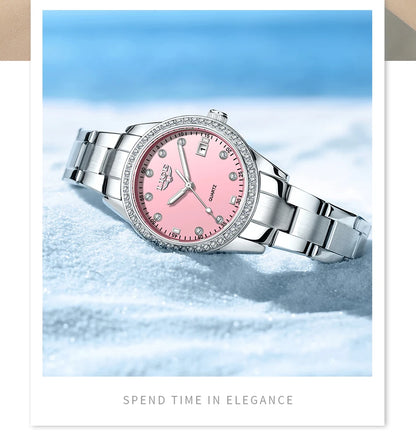 LIGE 2025 Diamond Women's Watch Fashion Elegant Quartz Wristwatches Waterproof Steel Strap Watch For Ladies Gifts Reloj Mujer.