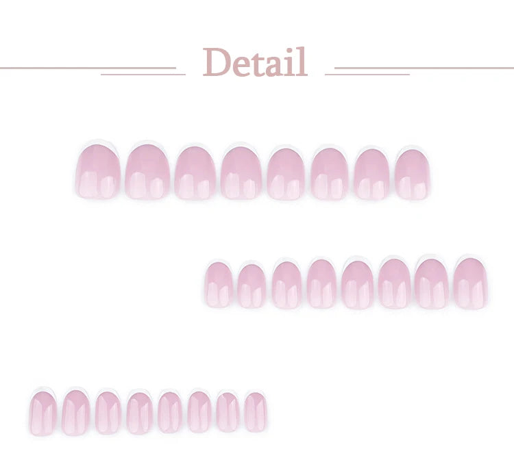 White French Classic Short Rround Nail Art Wearable Fashion Fake Nails Detachable Finished False Nails Press on Nails with Glue.