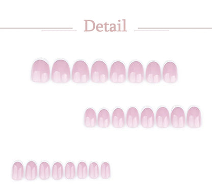 White French Classic Short Rround Nail Art Wearable Fashion Fake Nails Detachable Finished False Nails Press on Nails with Glue.