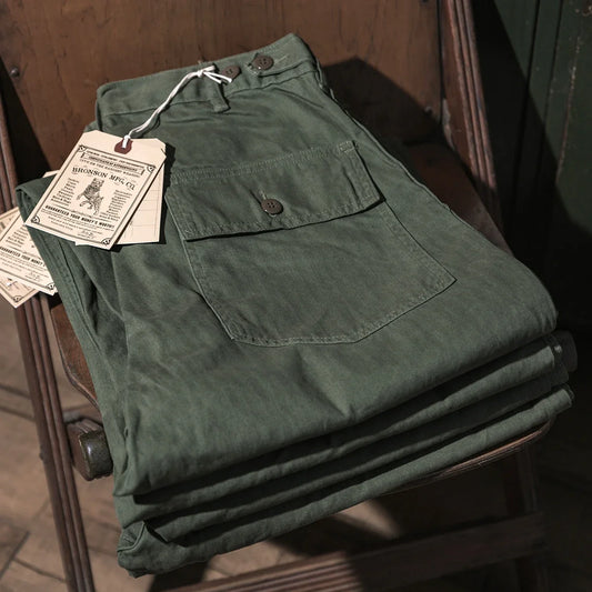 Bronson 1947 Model 838A OD7 Fatigue Utility Pants Men HBT OG-107 Baker Trousers.