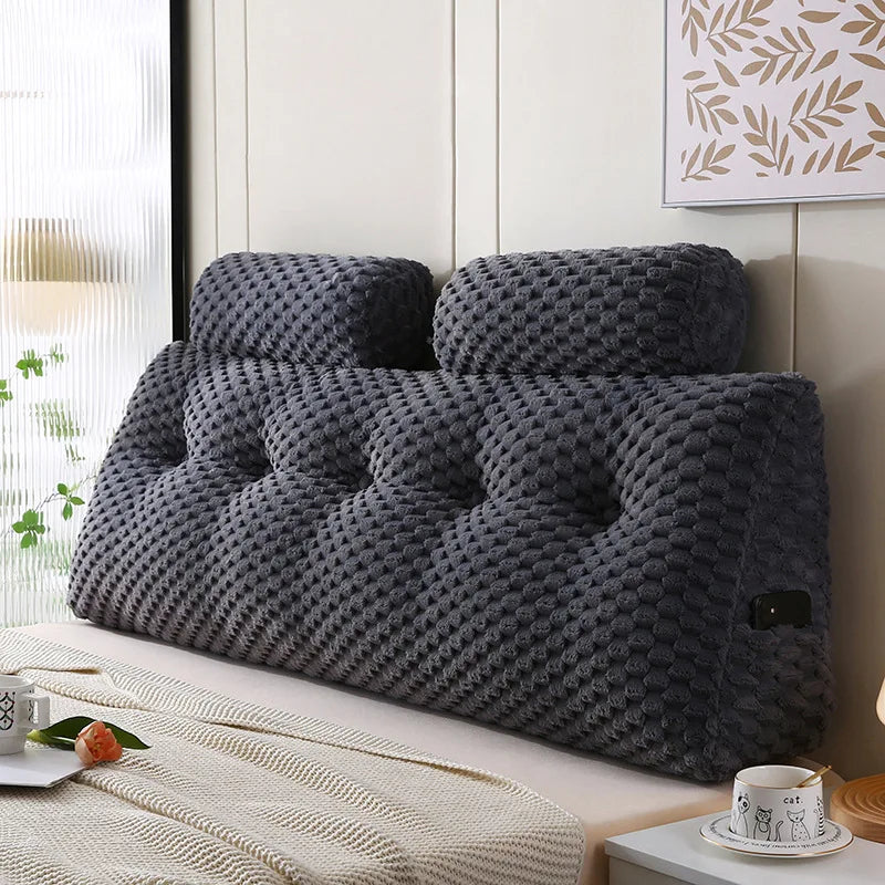 Wedge Headboard Pillow Bed Wedge Pillow for Headboard Triangular Headboard Pillow with Neck Roll Pillows with Removable Cover.