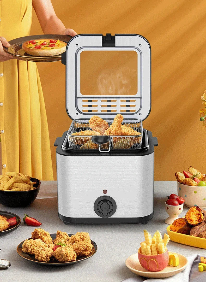 2.5L Electric Deep Fryer Large Capacity Oil Oven Countertop Commercial Fryer for Street Vendors Fried Chicken Fries Pot EU/US.