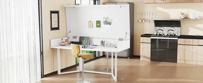 Klappbarer Schreibtisch – Multifunktional, faltbar, mit europäischen Steckdosen, Muschel-Design zum Verstecken des Unordnunges auf dem Schreibtisch