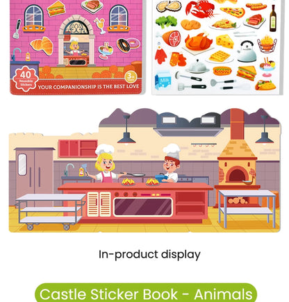 Kids' Reusable Castle Jelly Sticker Book Multi-Theme DIY Creative Jelly Stickers Portable Quiet Busy Book Montessori Sticker Toy