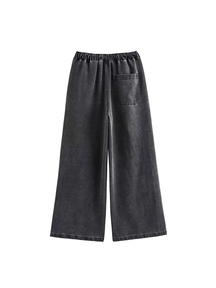 2024 Autumn Jeans Sets Women Turn-down Collar Casual Top Fashion High Waist Streetwear Female Denim Pant Two Piece Set.