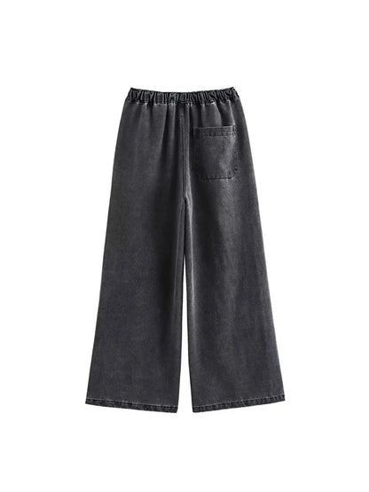 2024 Autumn Jeans Sets Women Turn-down Collar Casual Top Fashion High Waist Streetwear Female Denim Pant Two Piece Set.