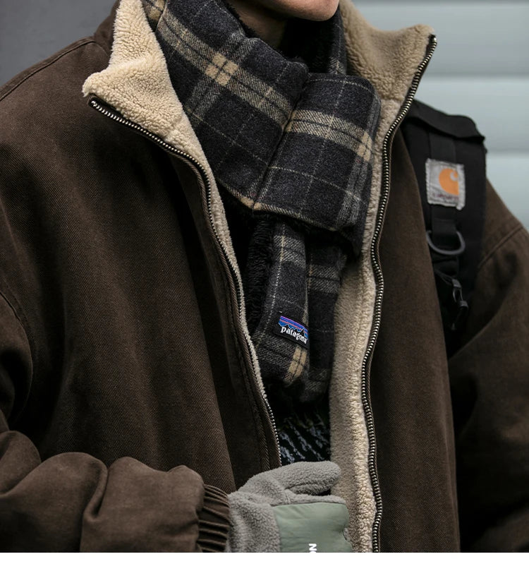 Japanese Vintage Polar Fleece Jacket Men Winter High Quality Thick Jacket Korean Streetwear Loose Couple Trendy Warm Coat Male.