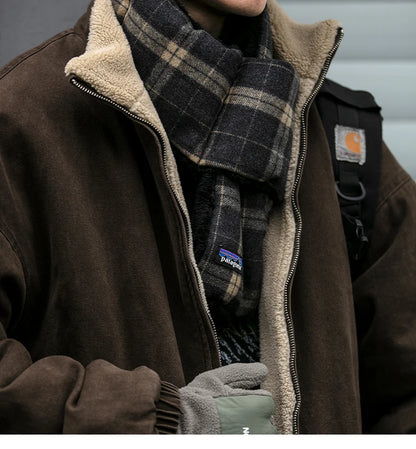 Japanese Vintage Polar Fleece Jacket Men Winter High Quality Thick Jacket Korean Streetwear Loose Couple Trendy Warm Coat Male.