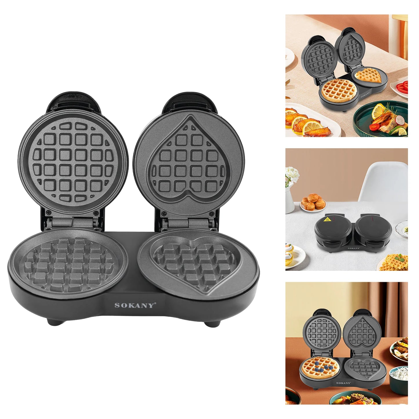2-Slices Home Electric Waffle Maker| Non-stick Multi-function Breakfast Waffles Machine|Cooking Kitchen Appliances.
