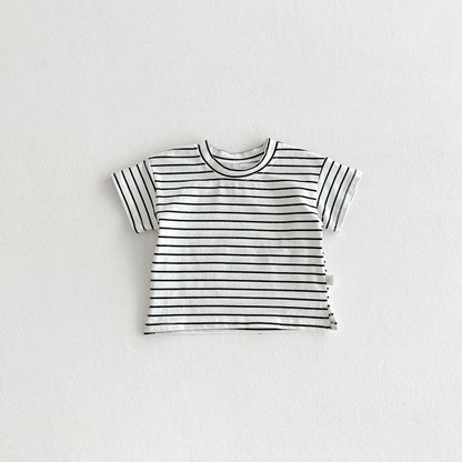 Baby Kleidung Sommer Neugeborenen Baby Jungen Mädchen Body Einfarbig Overalls Oder Infant Casual Gestreiften Brief Kurzarm T Shirts.