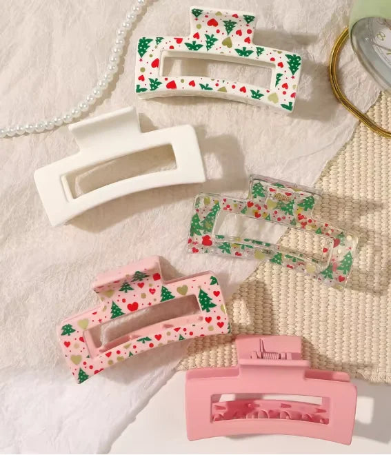 4 Pcs Pink Large Hair Claw Clips 3.4" Non-slip Big Square Matte for Women Girls, Strong Hold Banana Clips for Thick Thin Hair.