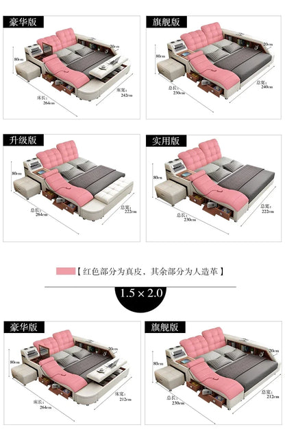 Master Under Storage Doppelbett Ästhetisches Master Nordic Multifunktionales Schlafzimmer Bettgestell Modernes Design Cama Casal Möbel