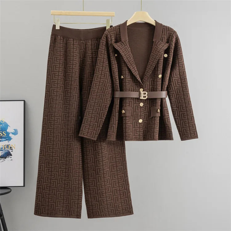 Women Sweater Wide Leg Pant Two Piece Set Muslim Knitted Pullover Casual Knit Outfits Suits Musulman Ensemble Autumn Winter 2025.