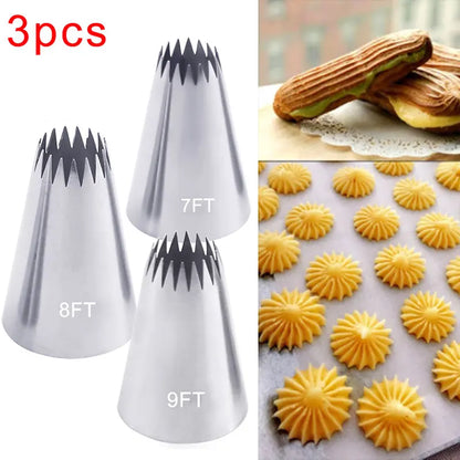 7FT 8FT 9FT Cake Decorating Tips Set Russian Open Star Piping Nozzles Tips Cupcake Cookies Icing Piping Pastry Nozzles.