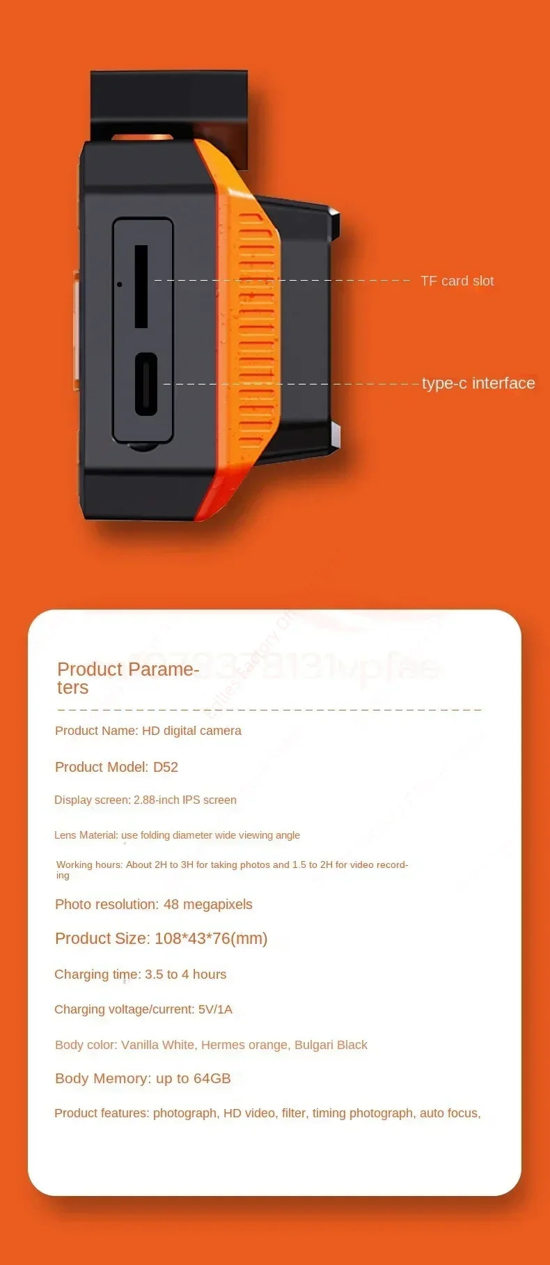 48M HD Digital Cameras 2.8 Inch IPS Screen Instant Photo Camera 18X Zoom Dual Lens Portable Child Camera Photographic Camcorder