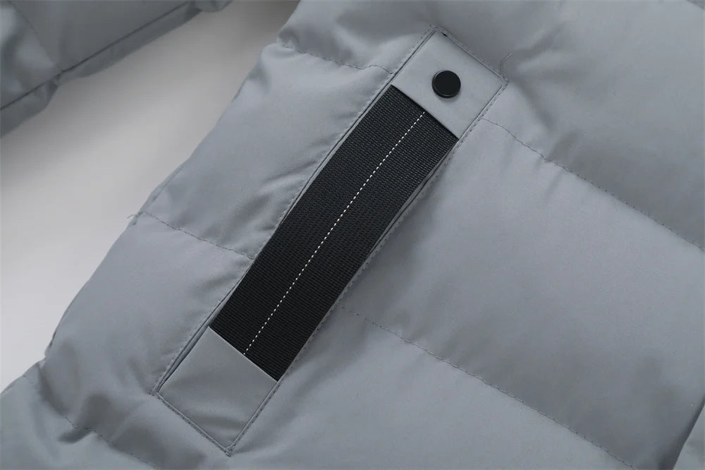 New Winter Men's Mid-Length Cotton-Lined Coat Business-Casual Windproof Warmth Fashionable Hooded Jacket Stylish Menswear.