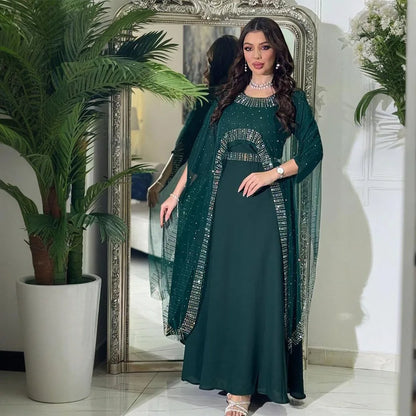 Abendkleider Arabische Lange Robe Stickerei Muslimische Frauen Party Jalabiya Eid Ramadan Marokko Dubai Abayas Kaftan Islam Vestidos Neue