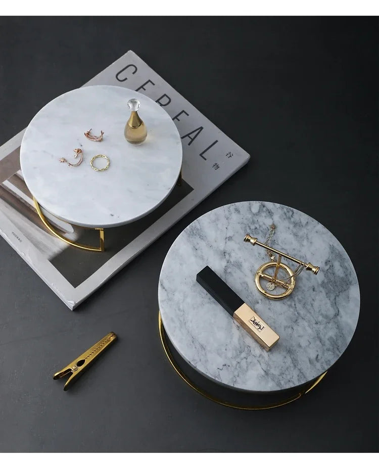 Nordic Marble Cake Dessert Tray Decoration Modern Simple Home Makeup Tools Jewelry Storage Plate Fruit Snack Chocolate Display.