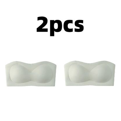 2Pcs/Set Sexy Seamless Top Bra Invisible strapless Bras Women Underwear thin Non slip Push up Bralette Wireless Female Lingerie