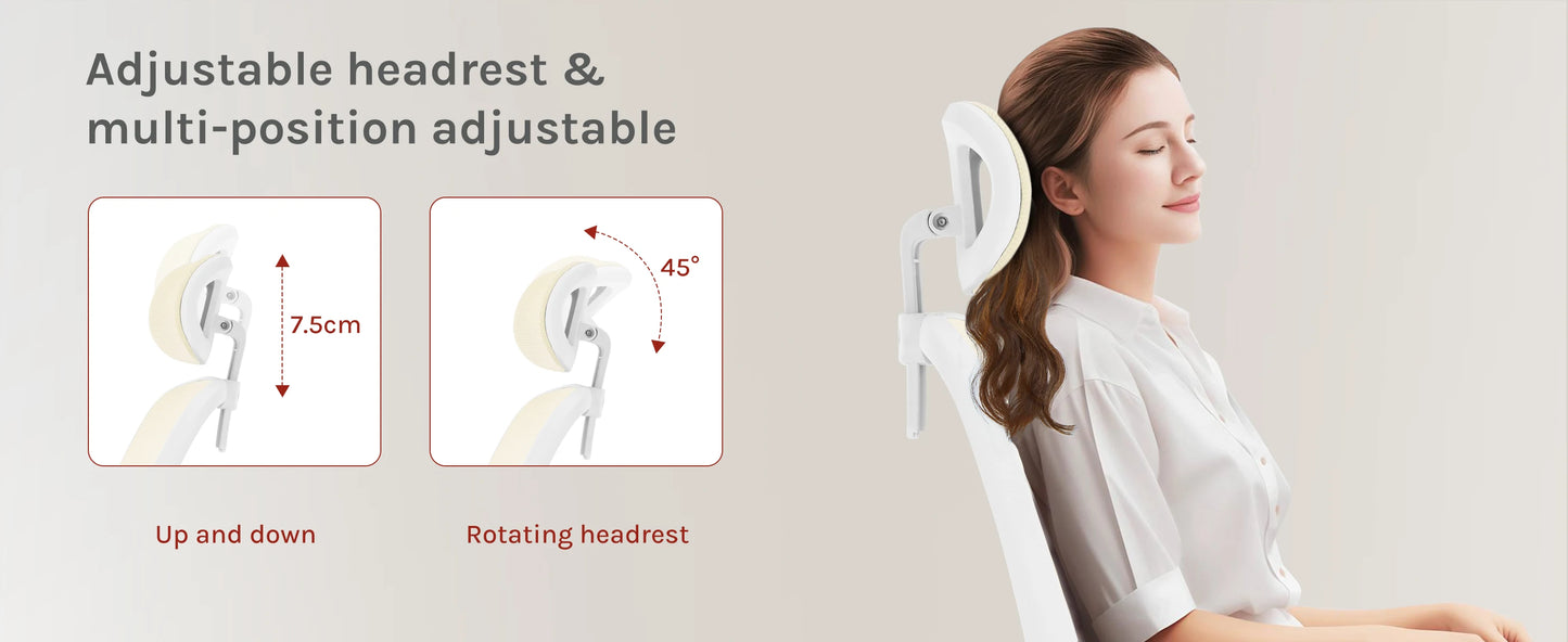 WOLTU Ergonomischer Netz-Bürostuhl, anhebbarer Gaming-Stuhl mit Kopfstütze, verstellbare Lordosenstütze, drehbarer Computerstuhl mit hoher Rückenlehne
