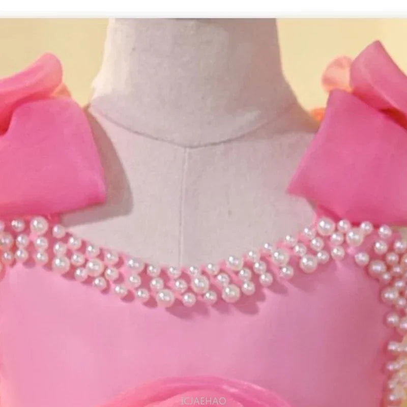 2025 Prinzessinnenkleid zum ersten Geburtstag für Mädchen, neue Hochzeit, Blumenmädchen, Klavieraufführung, Host-Kleid, Party-Kleidung, Outfits, passendes Bankett