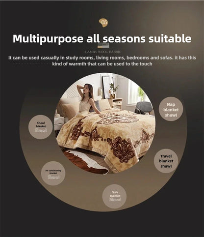 European Style Warm Raschel Blanket for Winter High End Soft Thicken Warmth Weighted Blanket Double Side Flocked Comforter Duvet.