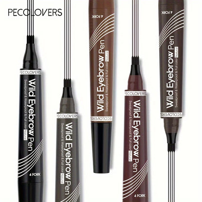6 Colors 1pc Eyebrow Pen Waterproof 4 Split Tip Eyebrows Pen Eyebrow Tattoo Pen Waterproof Liquid Black Eyebrow Makeup Pencil.
